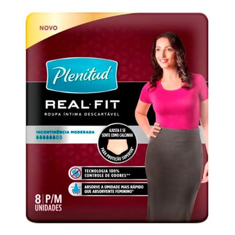 Roupa Íntima Descartável Plenitud Real Fit - C/8 Tamanho P/M Menor preço em Roupa Íntima Descartável Plenitud Real Fit - C/8 Tamanho P/M