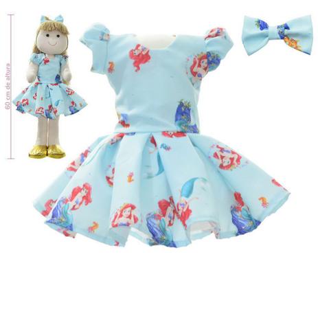 Roupa para Boneca de Pano tema pequena sereia Ariel - Vestido - Moderna Meninas Menor preço em Roupa para Boneca de Pano tema pequena sereia Ariel - Vestido - Moderna Meninas