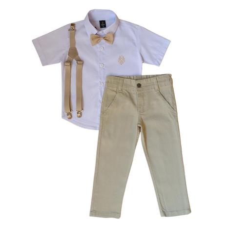 Roupa Social Infantil Masculina - Calça - Camisa Manga Curta - Cor  Branco/Bege - IRKids - Conjunto Infantil - Magazine Luiza