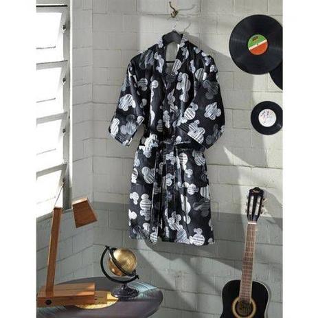 Roupão Adulto Aveludado Mickey - Masculino - Preto - M - Dohler Menor preço em Roupão Adulto Aveludado Mickey - Masculino - Preto - M - Dohler