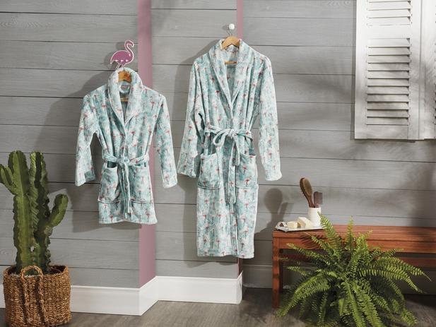 Roupão adulto P Tropical Flamingo microfibra flannel com manga Appel Menor preço em Roupão adulto P Tropical Flamingo microfibra flannel com manga Appel