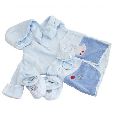 Roupão Bordado Com Chinelo Azul Baby Camesa Menor preço em Roupão Bordado Com Chinelo Azul Baby Camesa