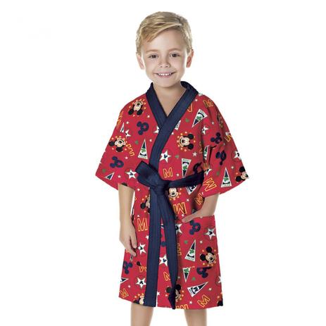 Roupão Infantil Aveludado Mickey e Minnie Algodão Lepper Vermelho Menor preço em Roupão Infantil Aveludado Mickey e Minnie Algodão Lepper Vermelho