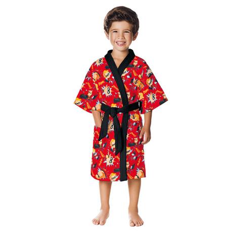 Roupão Infantil Lepper Os Incríveis Aveludado Vermelho Menor preço em Roupão Infantil Lepper Os Incríveis Aveludado Vermelho