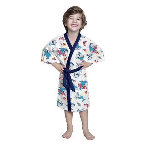 Roupão Infantil M Tubarão Felpudo Quimono Azul Marinho - Lepper é boa?