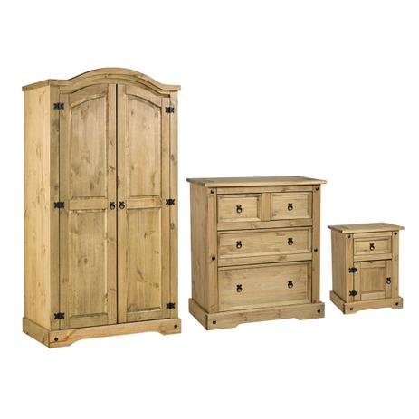 Roupeiro 4EU01 Cômoda 04 e Criado Madeira Maciça Cera Antique - Housin prime Menor preço em Roupeiro 4EU01 Cômoda 04 e Criado Madeira Maciça Cera Antique - Housin prime