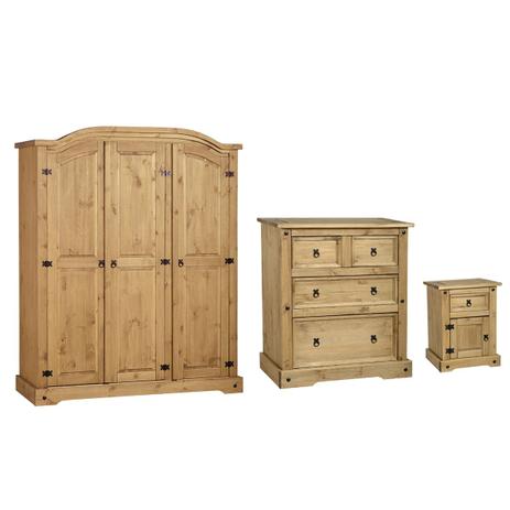 Roupeiro 4EU03 Cômoda 04 e Criado Madeira Maciça Cera Antique - Housin Menor preço em Roupeiro 4EU03 Cômoda 04 e Criado Madeira Maciça Cera Antique - Housin