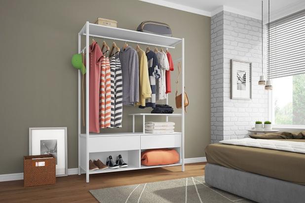 Roupeiro Armário Closet sem Porta Barcelona - Artefamol Menor preço em Roupeiro Armário Closet sem Porta Barcelona - Artefamol