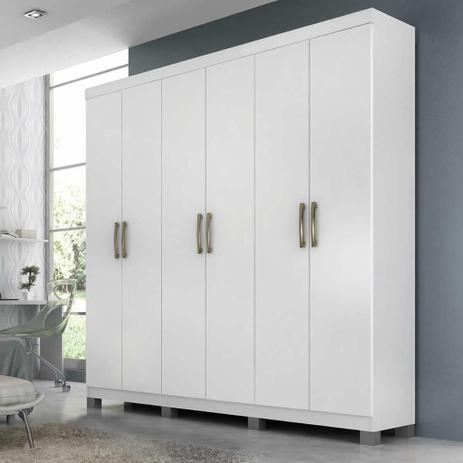 Roupeiro Clara 6 Portas Flex Com Kit Divisão Giratório e Espelho - Branco - Panan Menor preço em Roupeiro Clara 6 Portas Flex Com Kit Divisão Giratório e Espelho - Branco - Panan