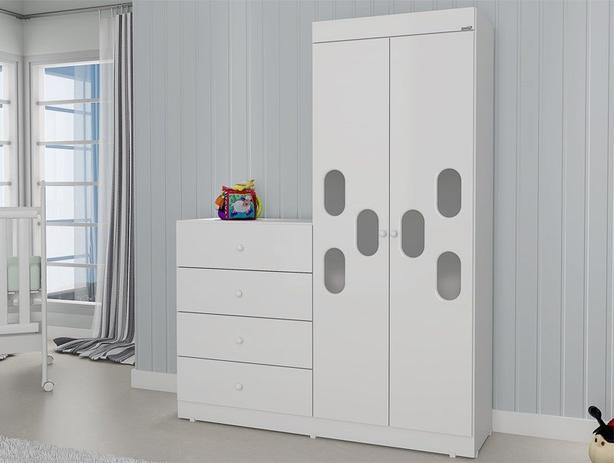 Roupeiro-Cômoda Meu Bebê 4 Gavetas e 2 Portas Branco-Canaã Móveis Menor preço em Roupeiro-Cômoda Meu Bebê 4 Gavetas e 2 Portas Branco-Canaã Móveis