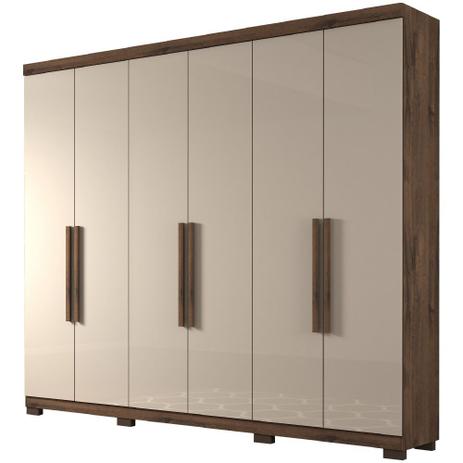 Roupeiro docelar dubai 6 portas com pes imbuia/off white Menor preço em Roupeiro docelar dubai 6 portas com pes imbuia/off white