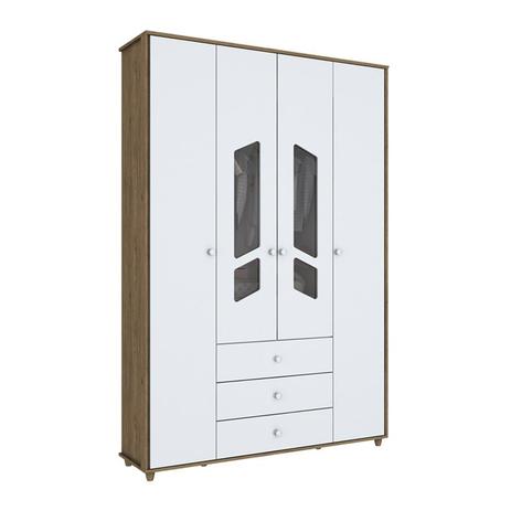 Roupeiro Infantil Bambolê 04 Portas Em MDF Rustico Branco Henn Menor preço em Roupeiro Infantil Bambolê 04 Portas Em MDF Rustico Branco Henn