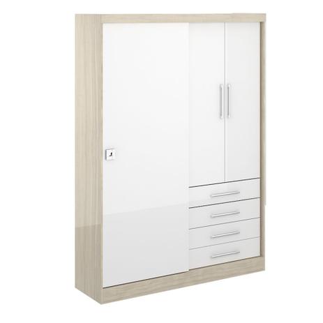 Roupeiro Modulado Smart 1 Porta de Correr 4 Gavetas - Crema/Branco - Eucamóveis Menor preço em Roupeiro Modulado Smart 1 Porta de Correr 4 Gavetas - Crema/Branco - Eucamóveis