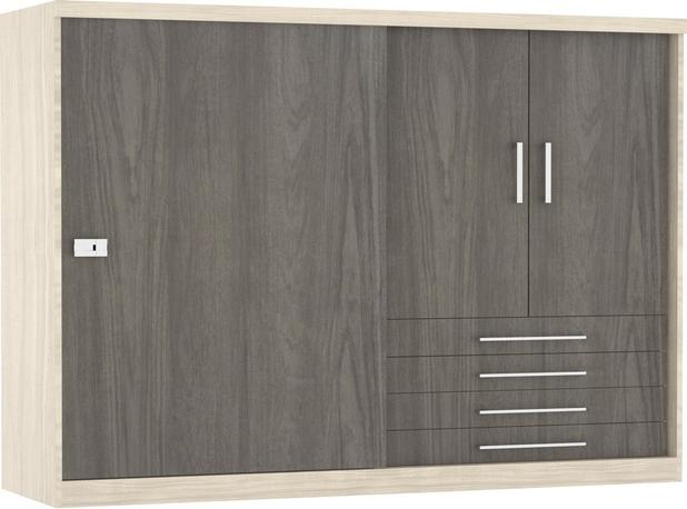 Roupeiro Smart 01 Pt de Correr 02Pts 04 Gav - Crema/Amendoa - Eucamoveis Menor preço em Roupeiro Smart 01 Pt de Correr 02Pts 04 Gav - Crema/Amendoa - Eucamoveis