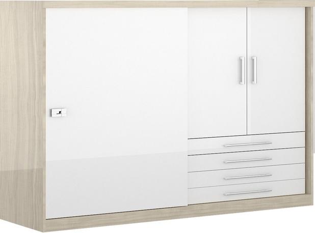 Roupeiro Smart 01 Pt de Correr 02Pts 04 Gav - Crema/Branco - Eucamoveis Menor preço em Roupeiro Smart 01 Pt de Correr 02Pts 04 Gav - Crema/Branco - Eucamoveis