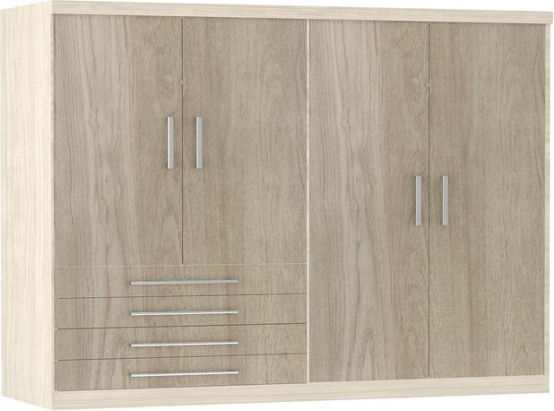 Roupeiro Smart 04 Pts 04 Gav - Crema/Amendoa - Eucamoveis Menor preço em Roupeiro Smart 04 Pts 04 Gav - Crema/Amendoa - Eucamoveis