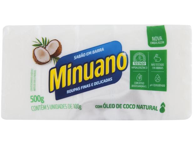 Sabão em Barra Minuano Coco 500g 5 Unidades Menor preço em Sabão em Barra Minuano Coco 500g 5 Unidades