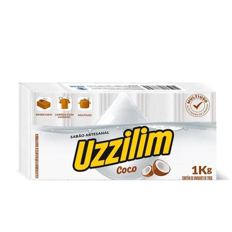 Menor preço em Sabão em Barra Uzzilim Artesanal Coco 200g 10 Embalagens com 5 Unidades