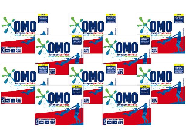 Menor preço em Sabão em Pó Omo Lavagem Perfeita - 800g 10 Unidades