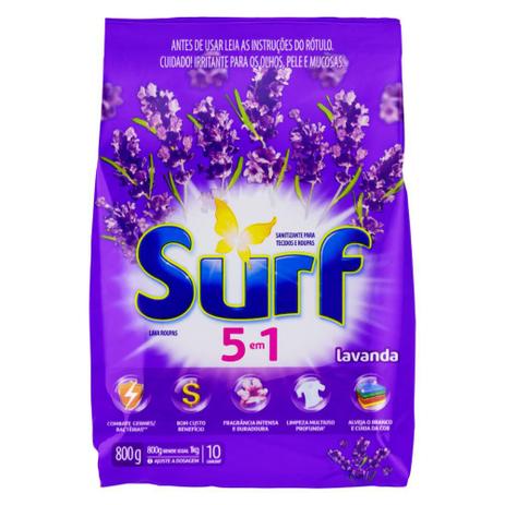 Sabão Em Pó SURF 5 Em 1 Lavanda Pacote 800g Menor preço em Sabão Em Pó SURF 5 Em 1 Lavanda Pacote 800g