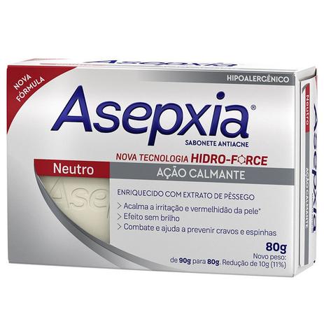 Sabonete Asepxia Ação Calmante Neutro - 80g Menor preço em Sabonete Asepxia Ação Calmante Neutro - 80g