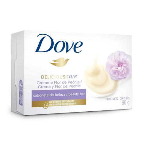 Sabonete Dove em Barra Delicious Care Flor de Peonia - 90g Menor preço em Sabonete Dove em Barra Delicious Care Flor de Peonia - 90g