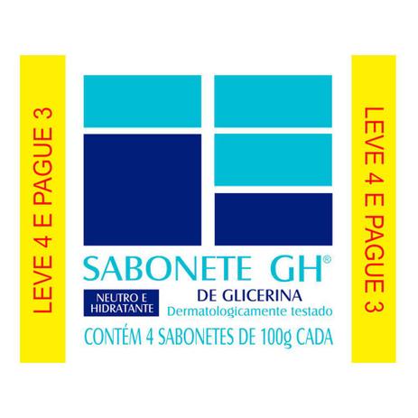 Sabonete GH Glicerina Neutro e Hidratante Leve 4 Pague 3 100g Cada Menor preço em Sabonete GH Glicerina Neutro e Hidratante Leve 4 Pague 3 100g Cada