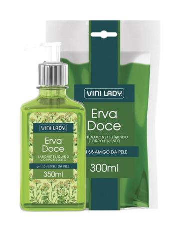 Sabonete Líquido Hidratante Erva Doce 350ml + Refil Sache 300ml - Vini lady é boa?