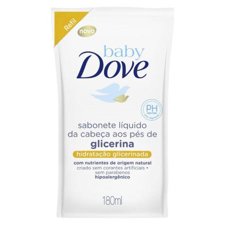 Sabonete Líquido Refil Dove Baby da Cabeça aos Pés Hidratação Glicerinada 180ml Menor preço em Sabonete Líquido Refil Dove Baby da Cabeça aos Pés Hidratação Glicerinada 180ml