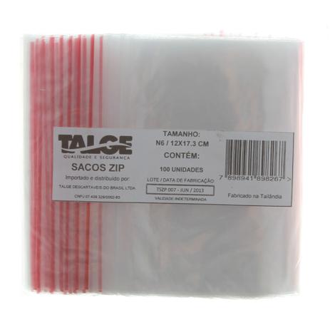 Saco de Plástico Zip Lock com Fecho Hermético nº 6 com 100 Unidades - Talge Menor preço em Saco de Plástico Zip Lock com Fecho Hermético nº 6 com 100 Unidades - Talge