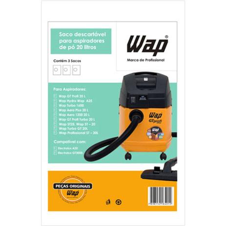 Saco descartável do aspirador wap 20 litros - kit com 3 un Menor preço em Saco descartável do aspirador wap 20 litros - kit com 3 un
