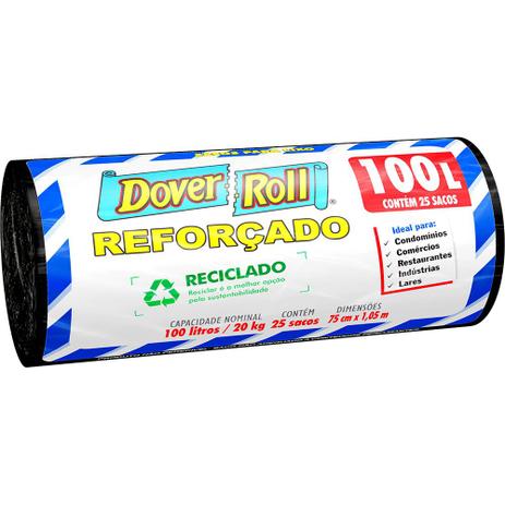 Saco P/ Lixo Dover Roll Reforçado 75x1,05m Preto 100L C/25 Menor preço em Saco P/ Lixo Dover Roll Reforçado 75x1,05m Preto 100L C/25