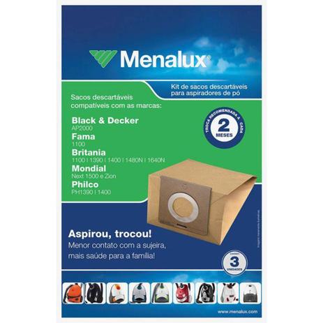 Saco Para Aspirador Menalux Sim01 Fama Britania Mondial Philco 1400 1390 - Electrolux Menor preço em Saco Para Aspirador Menalux Sim01 Fama Britania Mondial Philco 1400 1390 - Electrolux