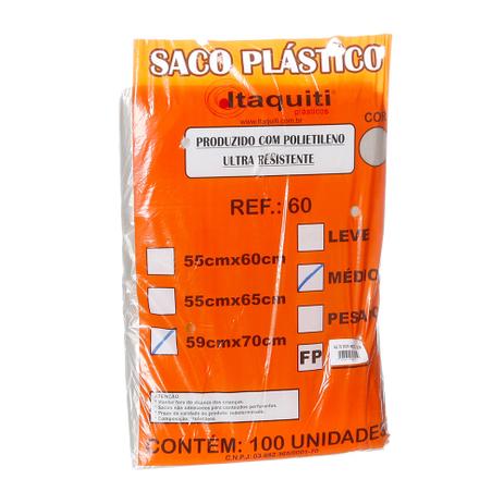 Saco para Lixo com Capacidade de 60 Litros Transparente com 100 Unidades Itaquiti - Ldfzzi Menor preço em Saco para Lixo com Capacidade de 60 Litros Transparente com 100 Unidades Itaquiti - Ldfzzi