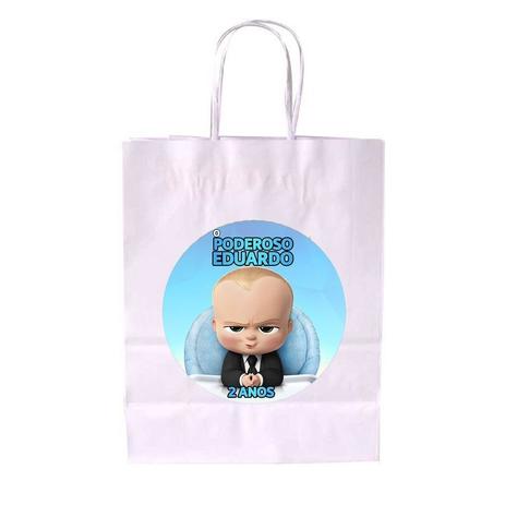 Menor preço em Sacola de Papel Branca Personalizada Poderoso Chefinho - Aluá festas