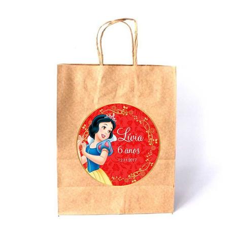 Sacola de Papel Kraft Personalizada Branca de Neve - Aluá festas Menor preço em Sacola de Papel Kraft Personalizada Branca de Neve - Aluá festas
