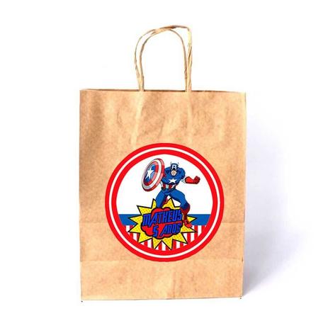 Sacola de Papel Kraft Personalizada Capitão América - Aluá festas Menor preço em Sacola de Papel Kraft Personalizada Capitão América - Aluá festas
