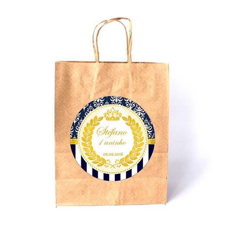 Sacola de Papel Kraft Personalizada Realeza Azul - Aluá festas Menor preço em Sacola de Papel Kraft Personalizada Realeza Azul - Aluá festas