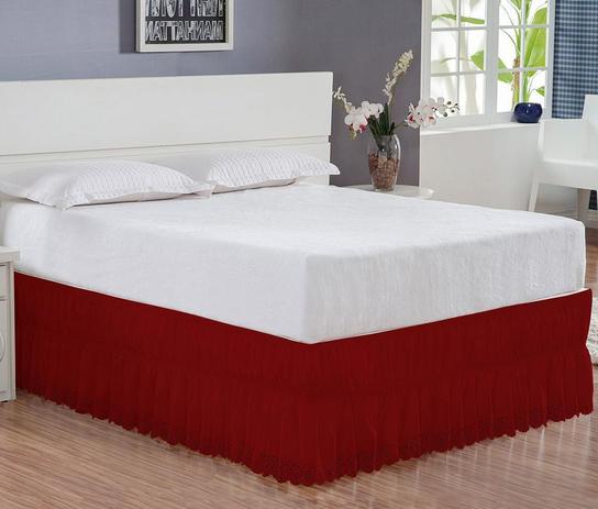 Saia Babado Cama Casal King Pérola Tecido Microfibra Acabamento Ultra Sônico - Vermelho - Zilu enxovais Menor preço em Saia Babado Cama Casal King Pérola Tecido Microfibra Acabamento Ultra Sônico - Vermelho - Zilu enxovais