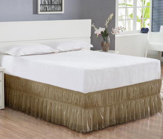 Saia Box Casal Queen Perolla Bordado Ultrassônico - Cáqui - Borda bordados enxovais é ruim? Saia Box Casal Queen Perolla Bordado Ultrassônico - Cáqui - Borda bordados enxovais é boa?