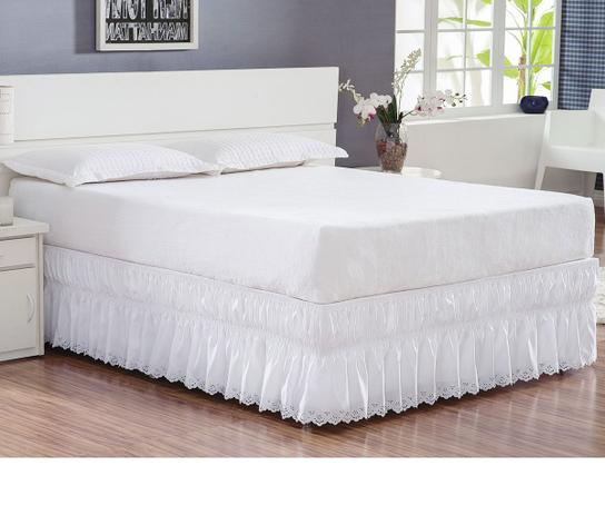 Saia box para cama casal king pérola - Decoribitinga Menor preço em Saia box para cama casal king pérola - Decoribitinga