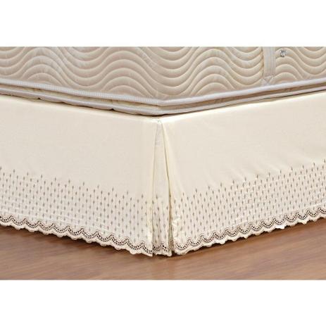Saia Box para Cama de Casal Padrão Probox de Laise Tecido Misto - Palha - Lavive Menor preço em Saia Box para Cama de Casal Padrão Probox de Laise Tecido Misto - Palha - Lavive