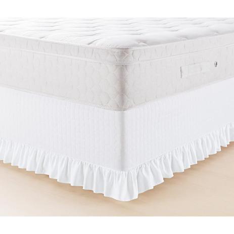 Saia Box para Cama de Casal Queen Probox com Babado MateladoTecido Poliéster - Branco - Lavive Menor preço em Saia Box para Cama de Casal Queen Probox com Babado MateladoTecido Poliéster - Branco - Lavive