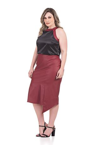 saia de couro com babado plus size