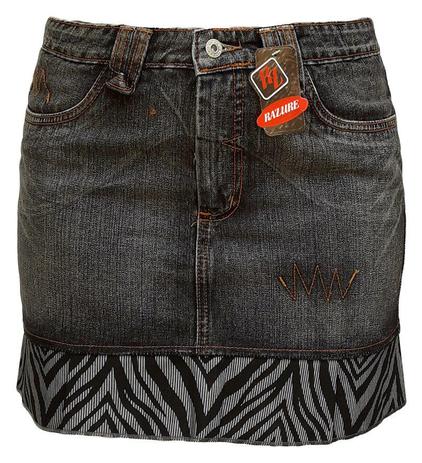 saia jeans com barra de tecido