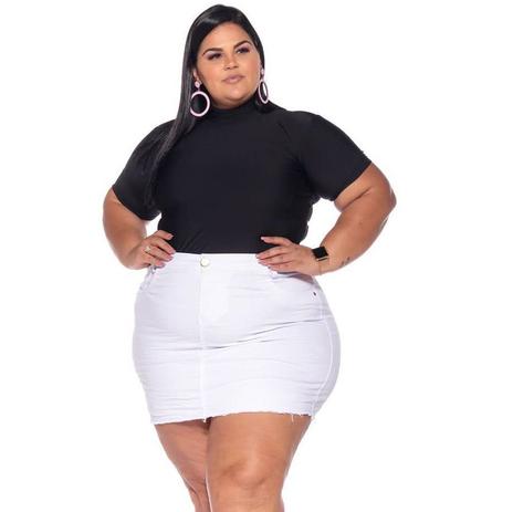 saia jeans plus size curta