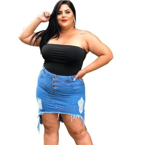 saia jeans plus size midi