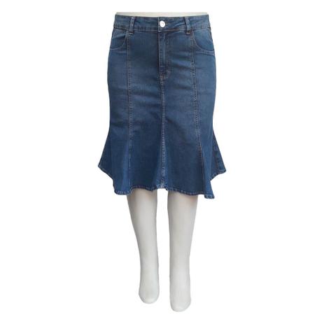 Saia Jeans Sereia Plus Size Moda Evangélica - Razure