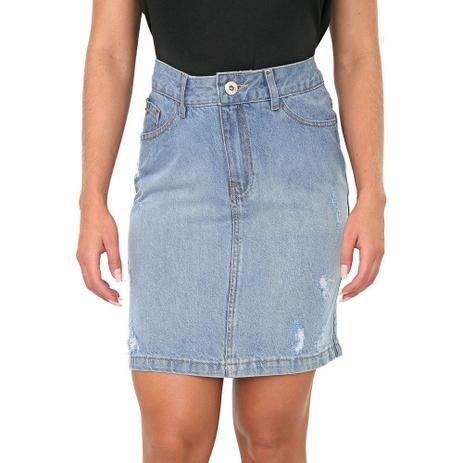 saia jeans lapis destroyed