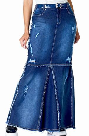 saia jeans destroyed longa